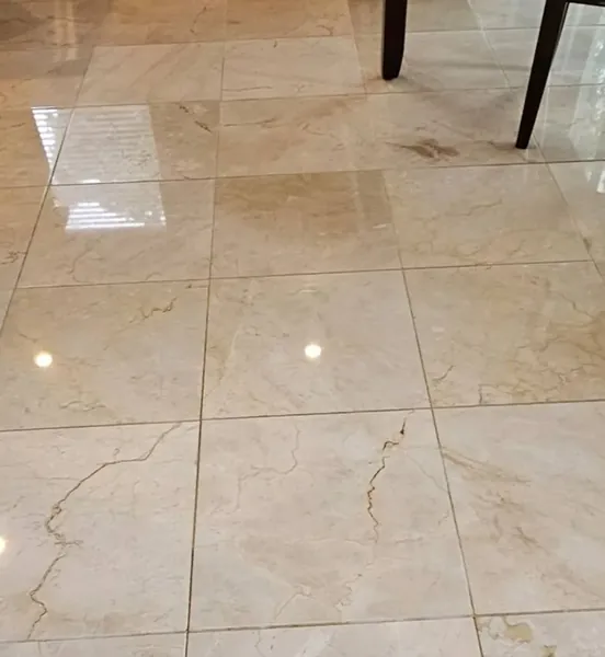 The same marble floor reflecting light after polishing