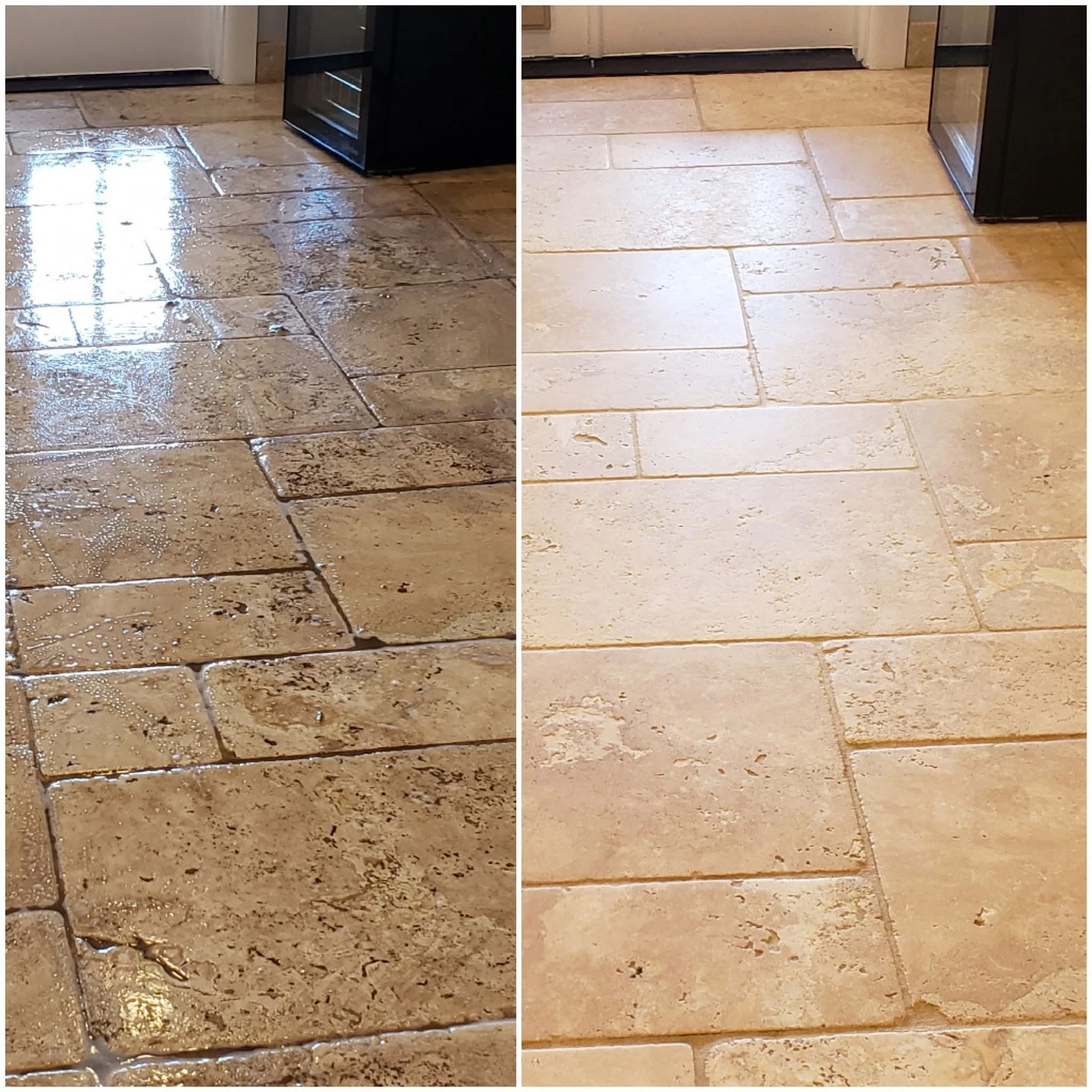 On-site stone restoration before and after