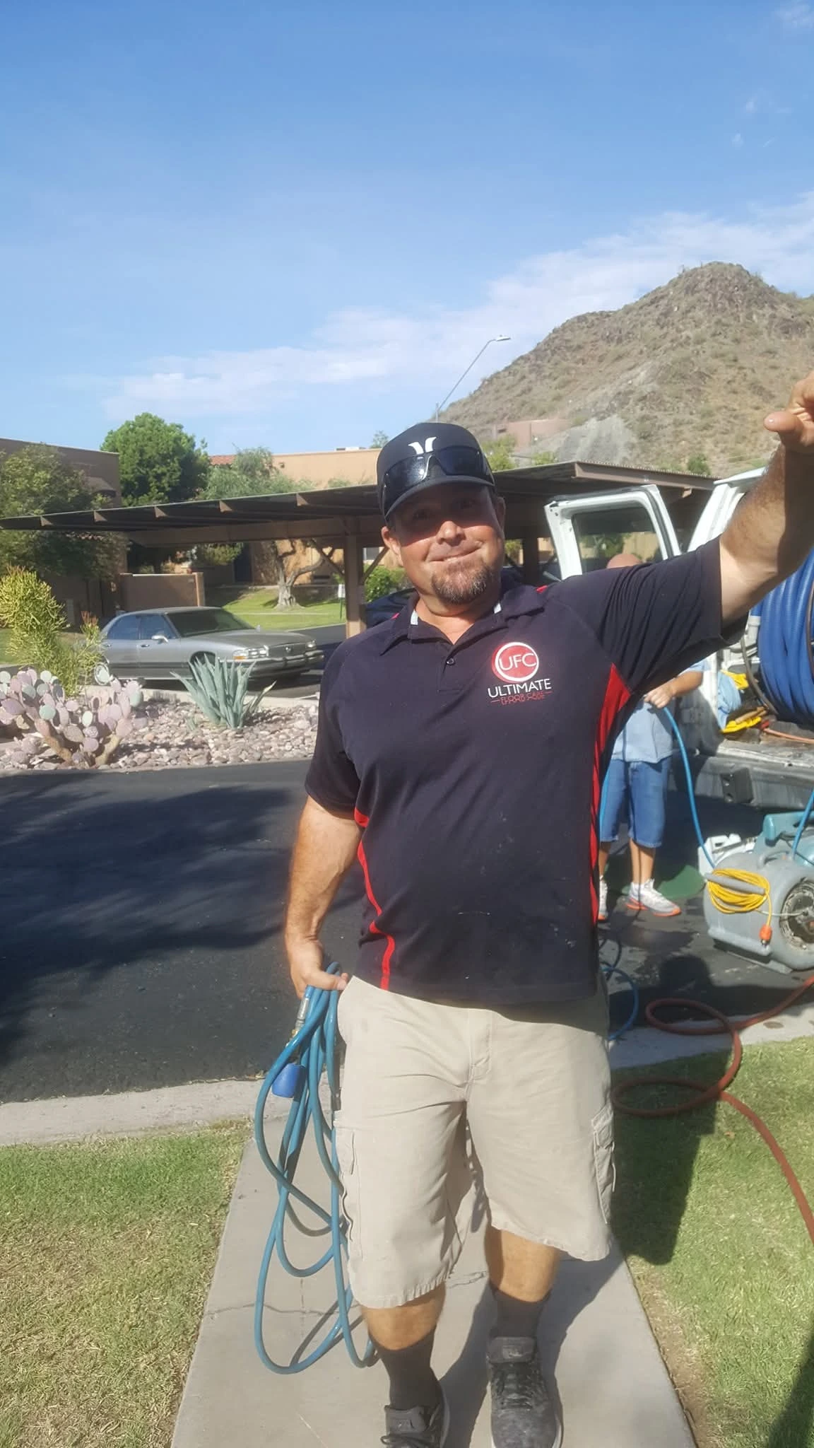 JJ Overfield, owner of Ultimate Floor Care, with professional cleaning equipment